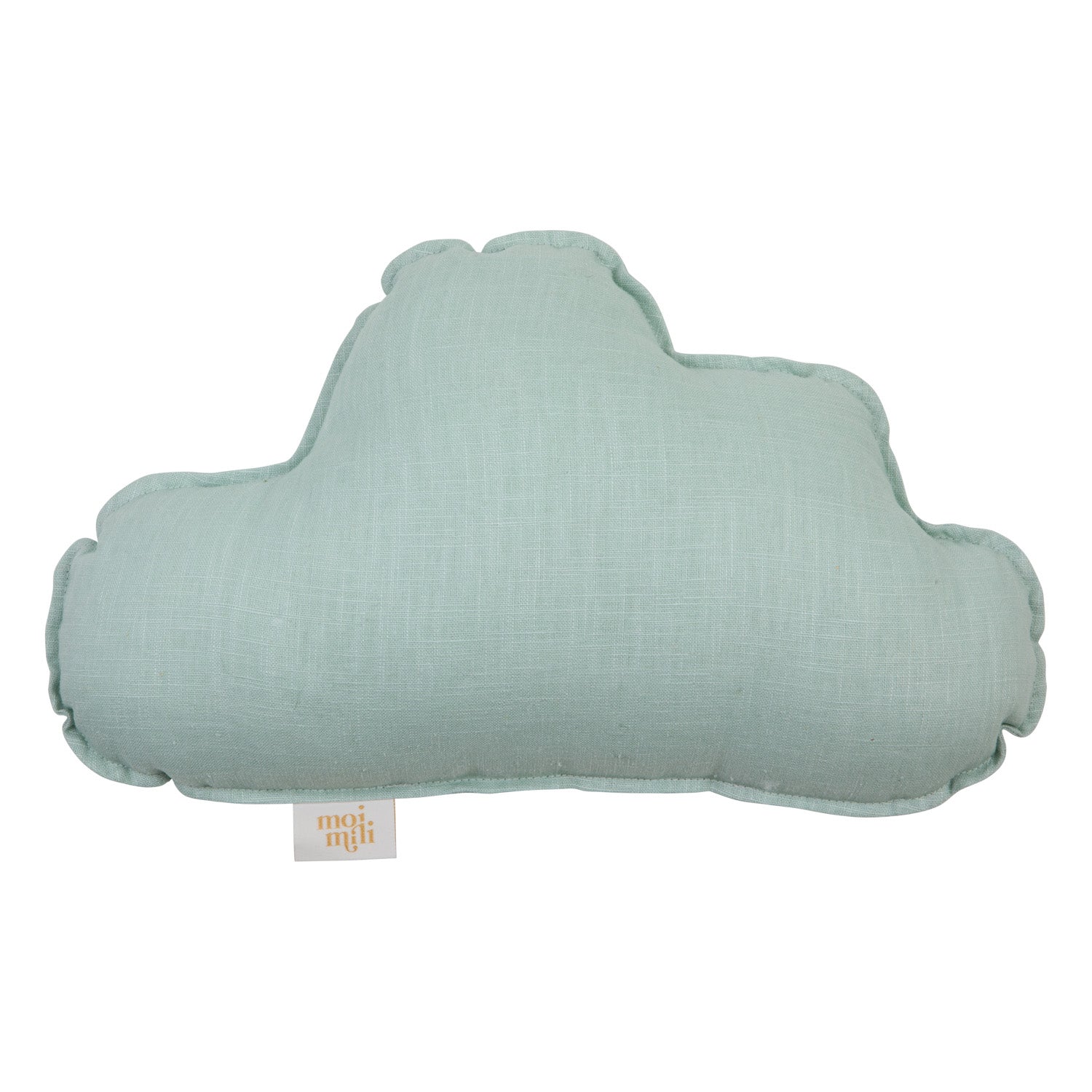 Organisch linnen sierkussen in wolkenvorm, zacht mintgroen, veilig en kindvriendelijk voor kinderkamer en kinderinterieur. - White / White - Linnen sierkussen Cloud (set van 2) - Kussen, Moimili, Sierkussen, Soft collection, Velvet, Volants - Casa Mini