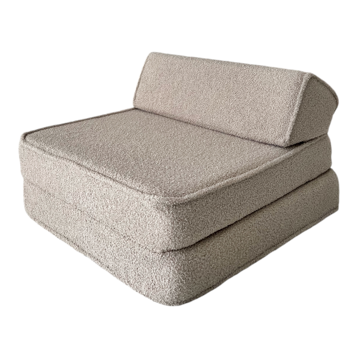 Beige bouclé Lounger met zachte, kindvriendelijke stof, veilige vorm en duurzame kwaliteit, ideaal voor kinderkamer gebruik. - Default Title - beige, Bouclé, Lounger, Moje - Lounger Bouclé Beige - Casa Mini