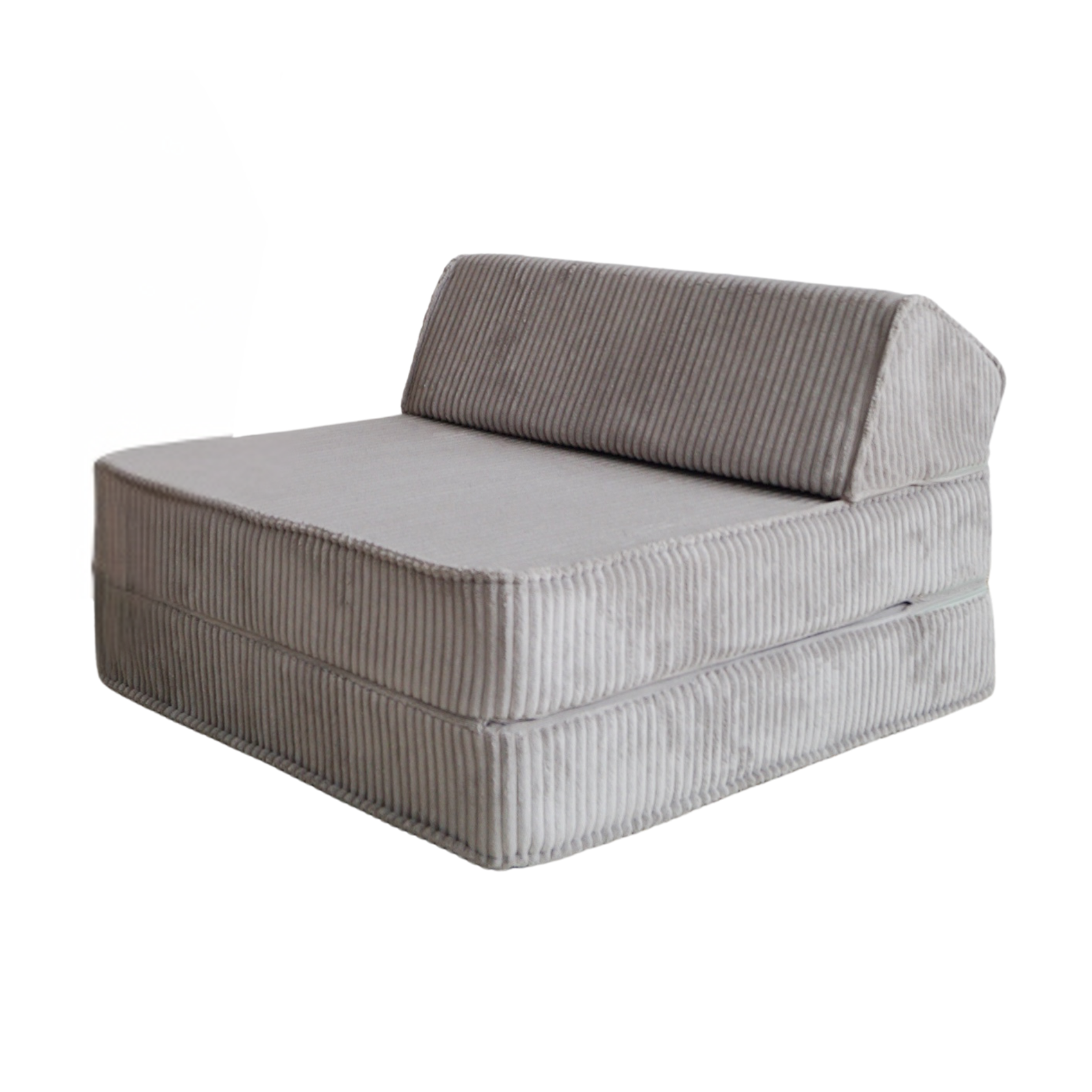 Grijze ribfluwelen lounger met hoge rugleuning, kindvriendelijk en veilig voor de kinderkamer, duurzaam en betaalbaar, van. - Default Title - Grey, Grijs, Lounger, Moje, rib, Velvet - Lounger Rib Velvet Grey - Casa Mini