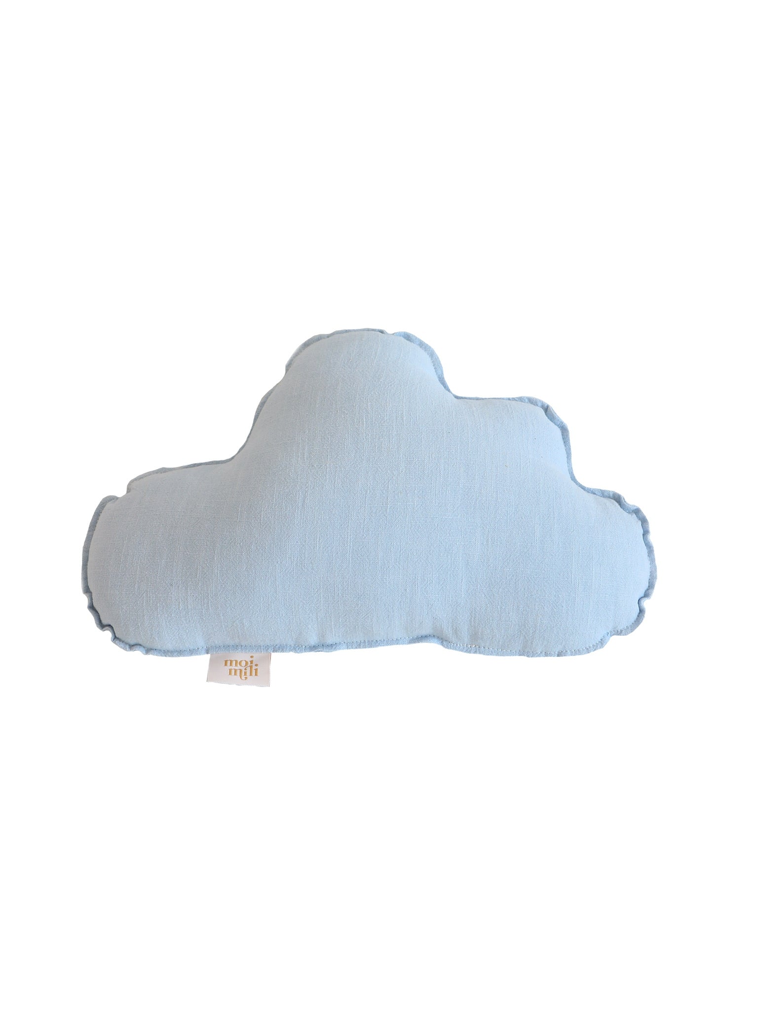 Lichtblauw linnen sierkussen in wolkvorm, zacht en organisch, perfect voor kinderkamer en kindvriendelijk interieur. - White / White - Linnen sierkussen Cloud (set van 2) - Kussen, Moimili, Sierkussen, Soft collection, Velvet, Volants - Casa Mini