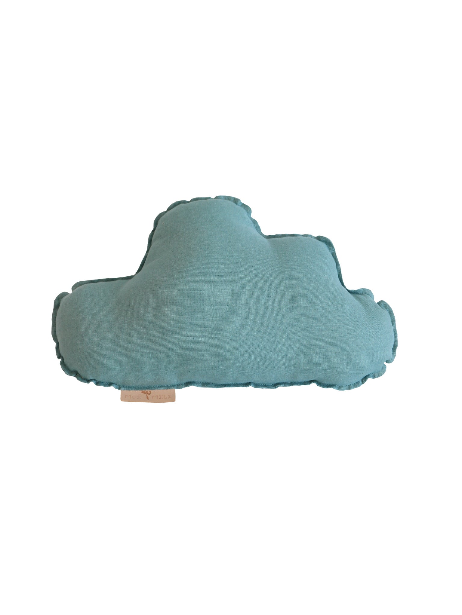 Organisch linnen sierkussen in wolkvorm, babyblauwe kleur met zachte velours afwerking, perfect voor een veilig en stijlvol. - White / White - Linnen sierkussen Cloud (set van 2) - Kussen, Moimili, Sierkussen, Soft collection, Velvet, Volants - Casa Mini