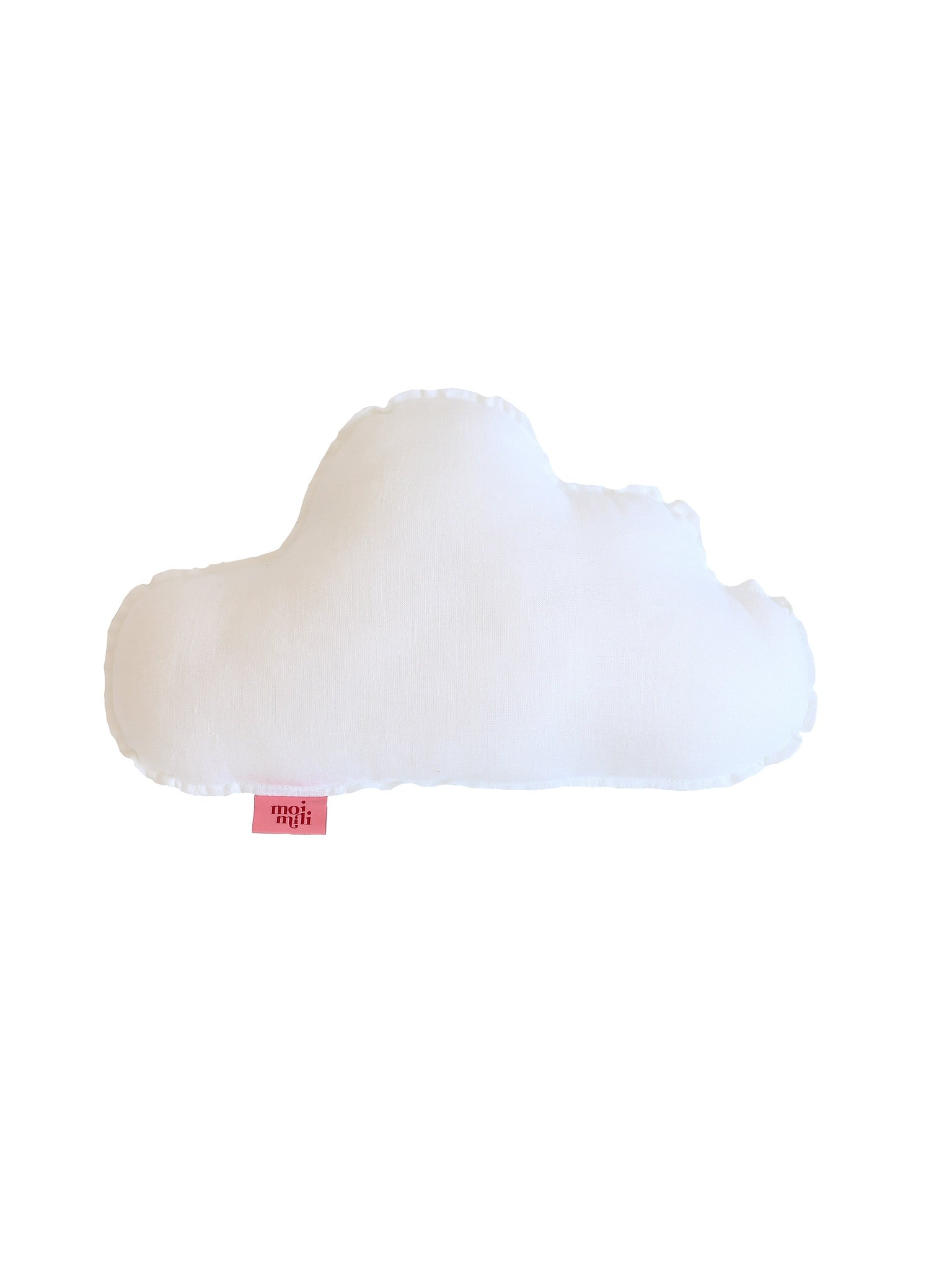 Wit linnen sierkussen in de vorm van een wolk, organisch en veilig, perfect voor een kinderkamer en kindvriendelijk interieur. - White / White - Linnen sierkussen Cloud (set van 2) - Kussen, Moimili, Sierkussen, Soft collection, Velvet, Volants - Casa Mini