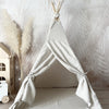 Naturel linnen tipi tent in lichte tint, kindvriendelijk en veilig, geschikt voor speelplek in kinderkamer met duurzame. - Default Title - Grijs, Moje, Naturel, Tipitent, wasbaar - Tipi Tent Linnen Naturel - Casa Mini