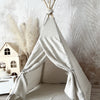 Naturel linnen tipi tent met zachte grijze kleur, kindvriendelijk en veilig ontwerp voor de kinderkamer, duurzaam met lange. - Default Title - Grijs, Moje, Naturel, Tipitent, wasbaar - Tipi Tent Linnen Naturel - Casa Mini
